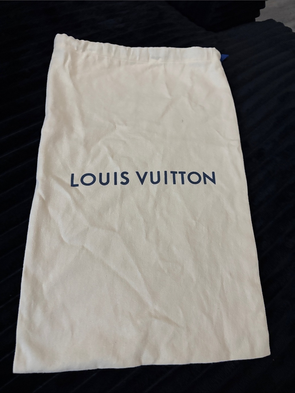 Louis Vuitton Cream and Navy Drawstring Dust Pouch